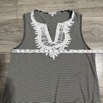 White Birch  Striped Tank Top with White Embroidered Lace Detail Women Sz Small Photo 9