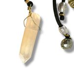 Free People Ariana Ost Bohemian Quartz Crystal Charm Fringe Beaded Bolo Necklace Photo 5