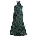Badgley Mischka  Halter Neck Sequin Gown in Green, Size US 12 Photo 3