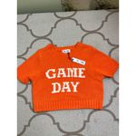 Day + Moon Orange and White Gameday short sleeve cropped Sweater, size small Photo 1
