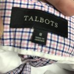 Talbots  Signature Plaid Cropped Ankle Pants Pink Blue Cotton Spandex 8 Women's Photo 2