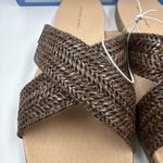 Draper James NEW  Women's Size 8 Raffia Cross Strap Slip On Sandals, “Alex” Brown Photo 3