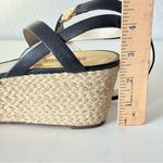 Michael Kors  Women’s Black Leather Wedge Platform Sandals Ankle Strap Size 9.5 M Photo 5