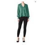 Becken Emerald Tie Neck Peplum Blouse Green Size 0 Photo 9