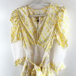 For Love & Lemons Floral Tiered Sheer Lace Mini Slip Dress Butter Yellow Large Photo 10