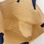 Neiman Marcus  Straw Tote Navy Ribbon Straps Photo 3