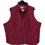 CJ Banks Burgundy Quilted Vest Womens Plus Size 3X Zipper Front Stand Collar NWT Red Photo 0