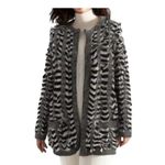 Endless Rose Black Open Front White Striped Fringe Cardigan Sweater Size M/L Photo 1