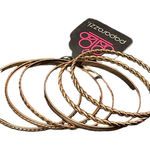 Paparazzi ‎ Gold Tone Bangle Bracelet Set Twisted Rope Textured Stackable R-46 Photo 0