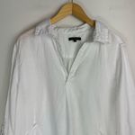 For Cynthia Womens White Linen Tunic Top Sz 3X Draped Pockets Lagenlook Photo 2