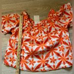 Skies Are Blue  Orange Embroidered Off-Shoulder Top Small NWT Photo 7