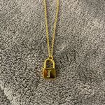 VibeSzn Old English Lock Necklace Gold Plated Stainless Steel Tarnish Free 18” Photo 2