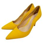 Schutz  Size 9B Lou Pump Yellow Velvet Heel Shoe Leather Sole Photo 0