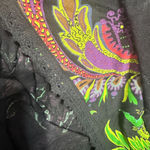 Desigual  Midi Skirt Black Knit Colorful Art to Wear lime green satin belt sz M Photo 6