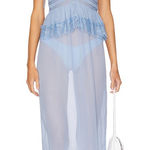 Free People  Kiki Peplum Sheer Ruffed Lace Trims MIDI Slip Dress xs Photo 0