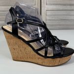 FERGIE "Villa" Cork Wedge Strappy Sandals Black Photo 0