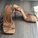 ASOS DESIGN Nina Strappy Tie High Heel Sandals | Beige | US 7 Wide Photo 6