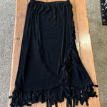 Chico's Travelers black long wrap-style fringe hem skirt Photo 0