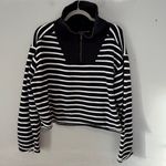 J.Crew Heritage Terry Quarter-Zip Sweatshirt Black Stripe Large Photo 1