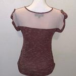 Sweet Wanderer Maroon Lace Button Detail Short Sleeve Shirt Photo 4