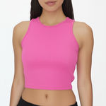 SheIn Crop Top Tank Top Womens Size S Pink Ribbed Cropped Round Neck Trendy Photo 0