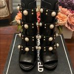 Karl Lagerfeld  Black Heeled Boots with Pearl Accents Photo 7