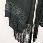 Vintage Havana Black Lace Fringe Cardigan Small Photo 4