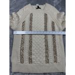 J.Crew  Sweater Womens XXS Ivory‎ Cable Knit Metallic Sequin Pullover Wool Blend Photo 6