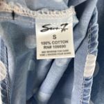 Seven 7 Womens Button Up Shirt Size S Chambray‎ Denim Top Polka Dot Long Sleeve Photo 7