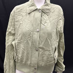 7 For All Mankind Small Sage Green Eyelet Sleeve Spring School Bomber Jacket Photo 0