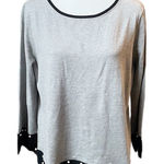 Neiman Marcus  Colorblock Pearl Sweater Gray Black Size Extra Large Photo 0