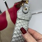 Furla  Vintage‎ Canvas And Hot Pink with Silver Snake Embossed Shoulder Strap Bag Photo 9