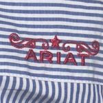 Ariat  Womens Fitted Western Shirt XL‎ Blue White Striped Long Sleeve Button Down Photo 4