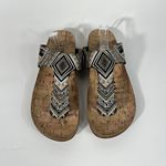 Sam & Libby Cork Bottom Slip On Metallic Embroidered Strap Sandals 9 Summer Photo 1