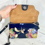 Patricia Nash  Floral Print Leather Satchel Purse Crossbody Bag Winter Bloom Blue Photo 10