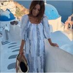 ZARA ✨ Bloggers Favorite Printed & Embroidered blue white maxi Sz Medium dress✨ Photo 4