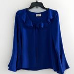 Anthropologie Everly long sleeve ruffled royal blue small Photo 0
