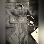 Jhichic vegan leather moto biker black women’s jacket Size L Photo 3