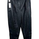 Aritzia NEW  Babaton Vegan Leather Trousers Womens 6 Black Belted Ankle Pants Photo 2