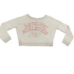 Aeropostale Cropped Long Sleeve Sweatshirt Gray With Metallic Pink Letters Med Photo 6