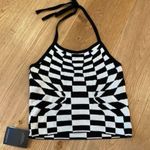 Storets  Skyler Checkerboard Halter Top in Black and White Photo 0