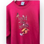 Vintage Jerzees Sweatshirt XL Red 'Feed the Birds' Graphic Print Unisex Pullover Photo 5