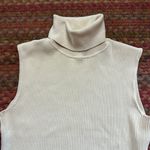 SILX AUGUST SILK CREAM RIBBED SLEEVELESS TURTLENECK BLOUSE OLD MONEY Photo 3