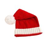 Santa Hat Knit Red and White W/ Pom Pom OS Photo 3
