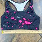 Nike Dri-FIT Black Neon Pink Splatter Racerback Sports Bra Swoosh Photo 4