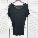 Cache Crochet Sheer Knit Topper Sweater Dark Grey Medium Dolman Cap Sleeve Photo 6