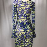 Zuliana Aloha Tropical Print Long Ruffle Sleeve Mesh Cover Up. Made in USA/ New Blue Size undefined Photo 5