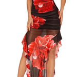 Boutique Red and Black floral halter maxi dress Photo 0