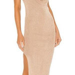 superdown Revolve  Sabrina knit midi dress nude/gold size M bodycon y2k Photo 0