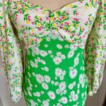 Rixo Daisy Long Sleeve Midi Floral Swing Dress Green Size 0 Photo 3